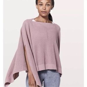 Lululemon Dusty Rose Knit Poncho Sweater Batwing Draped Wrap one size
